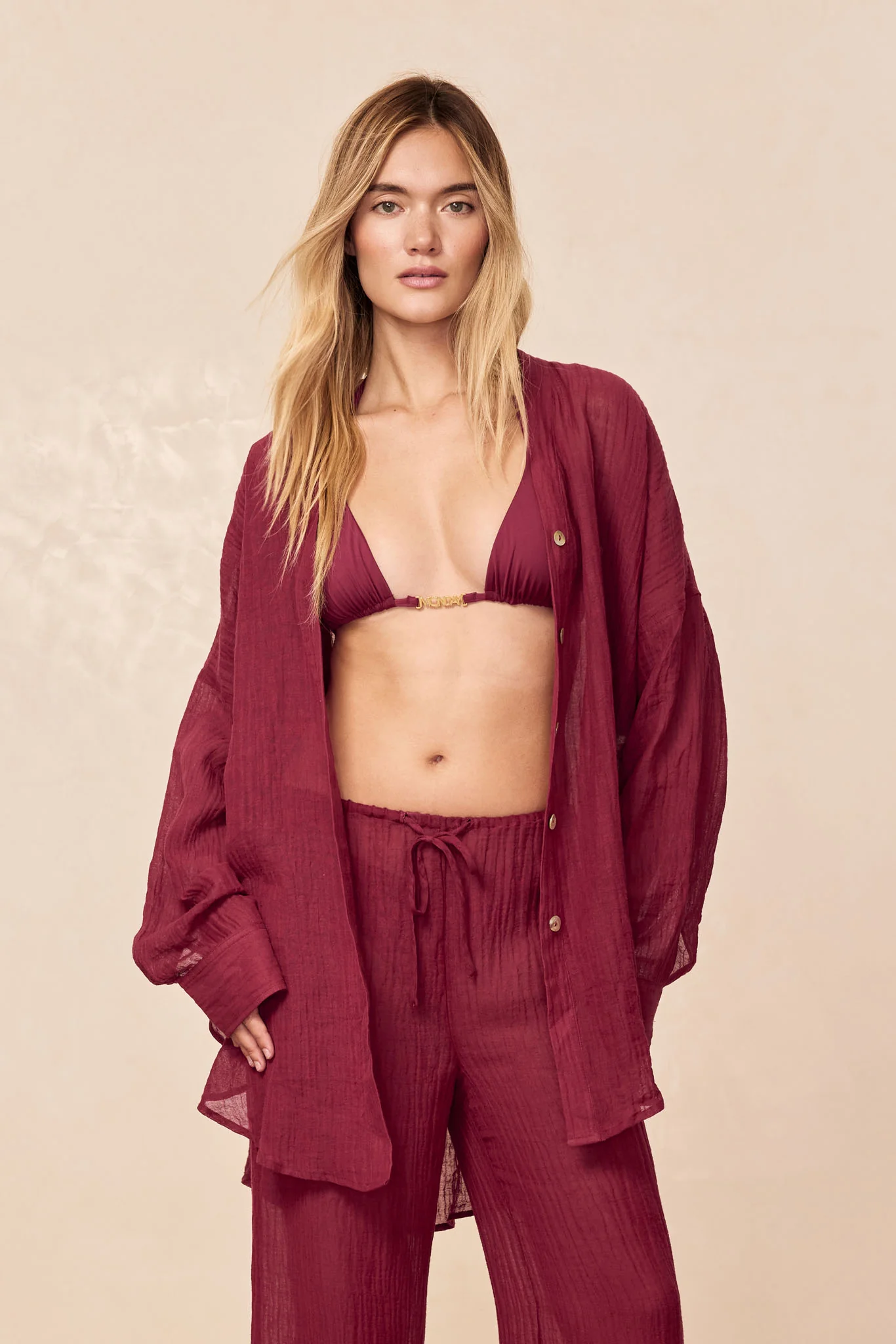 Barcelona Tunic - Fig Crinkle Linen - Image 2