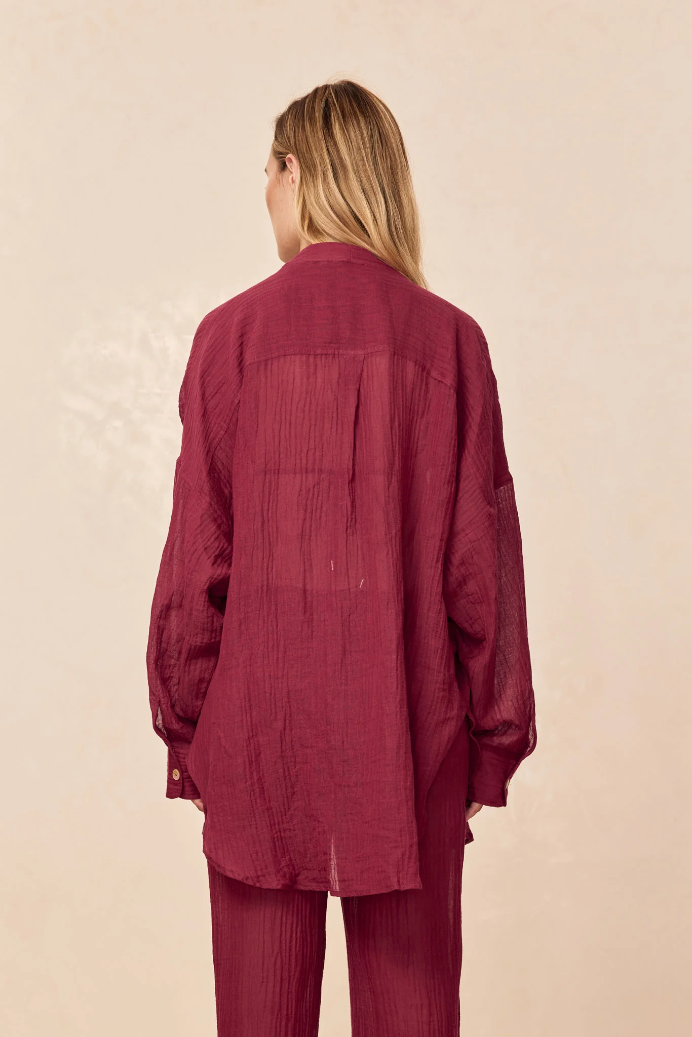 Barcelona Tunic - Fig Crinkle Linen - Image 3