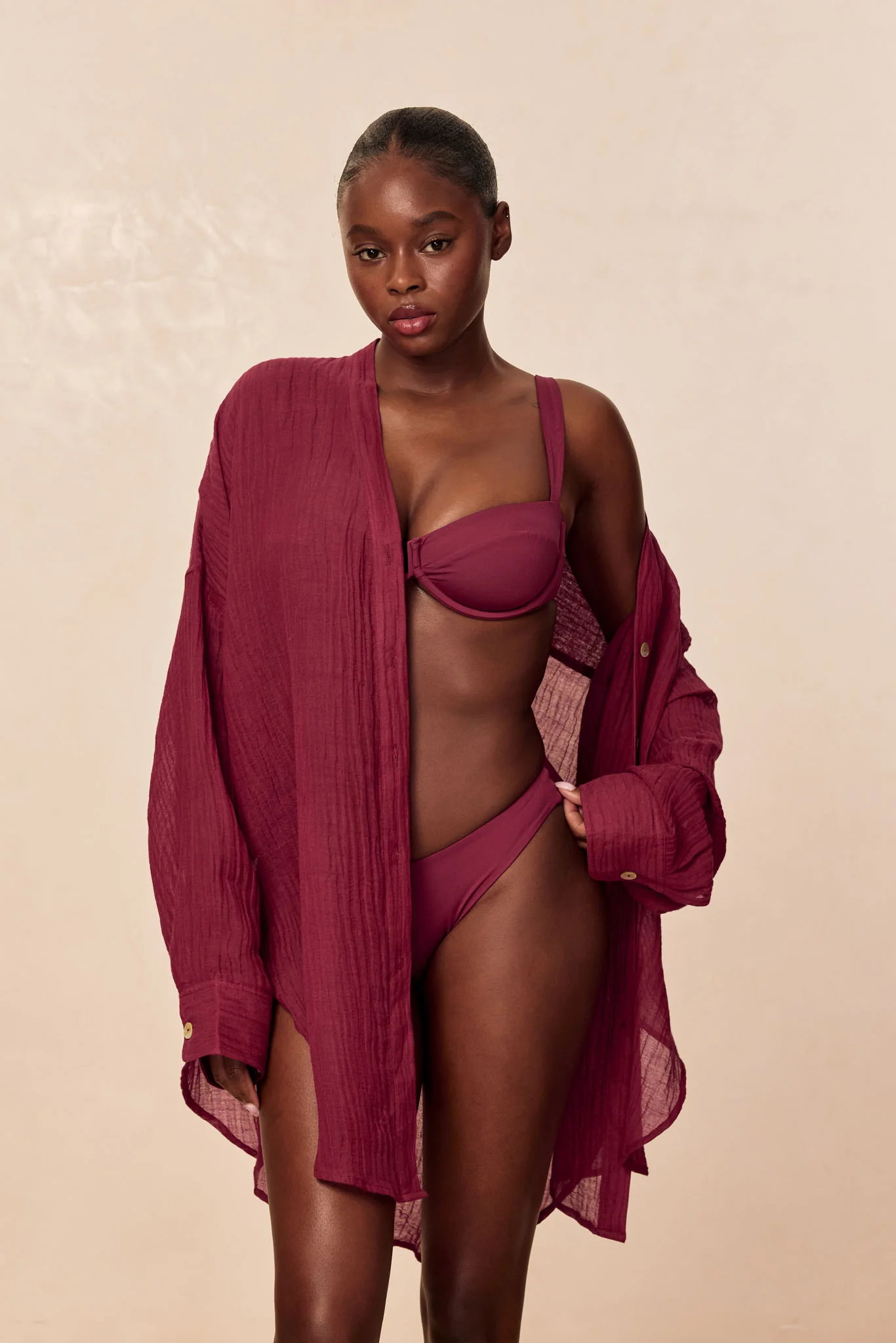 Barcelona Tunic - Fig Crinkle Linen - Image 5