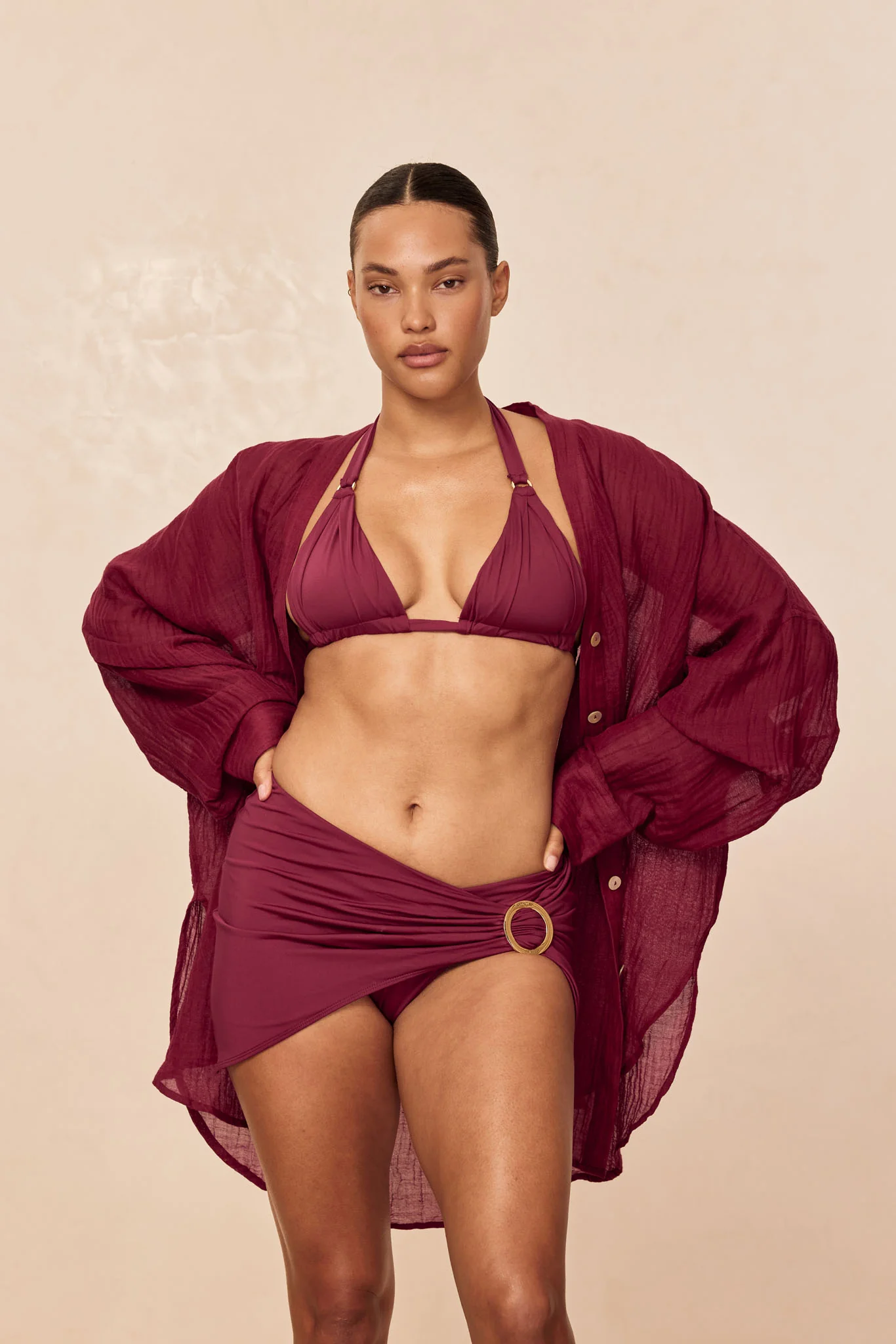 Barcelona Tunic - Fig Crinkle Linen - Image 7