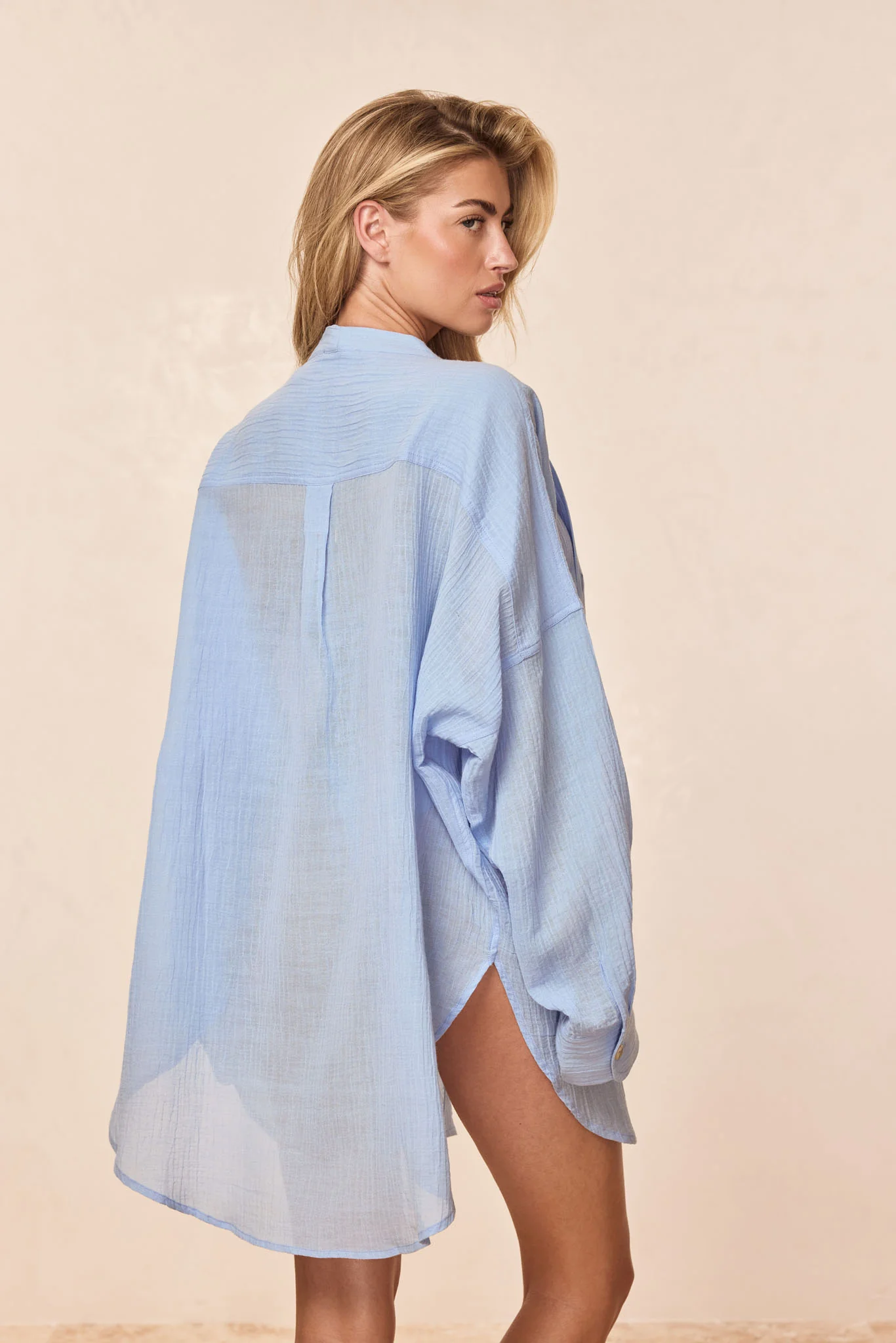 Barcelona Tunic - Sky Crinkle Linen - Image 5