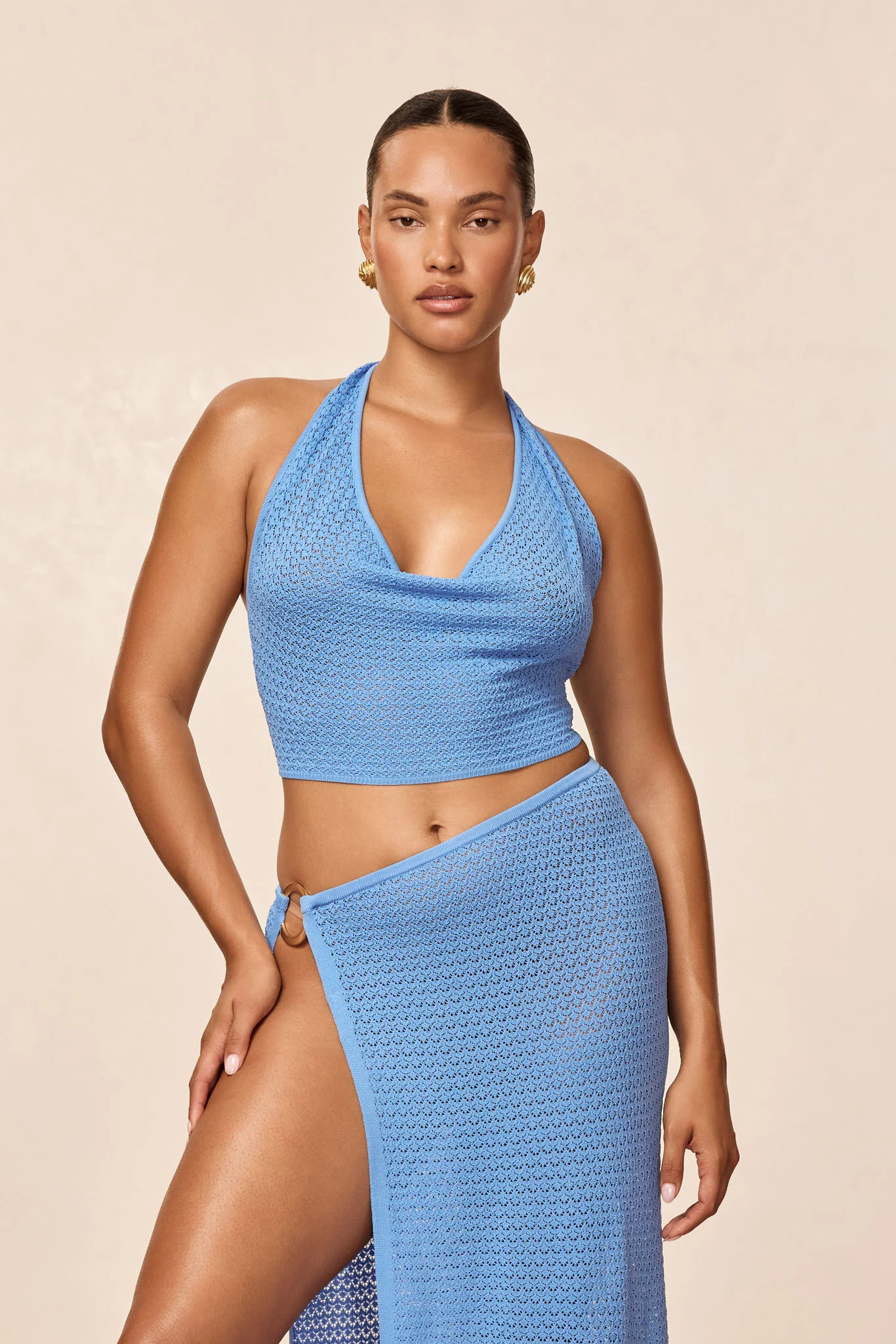 Bula Cowl Neck Top - Azure Lace Crochet - Image 8