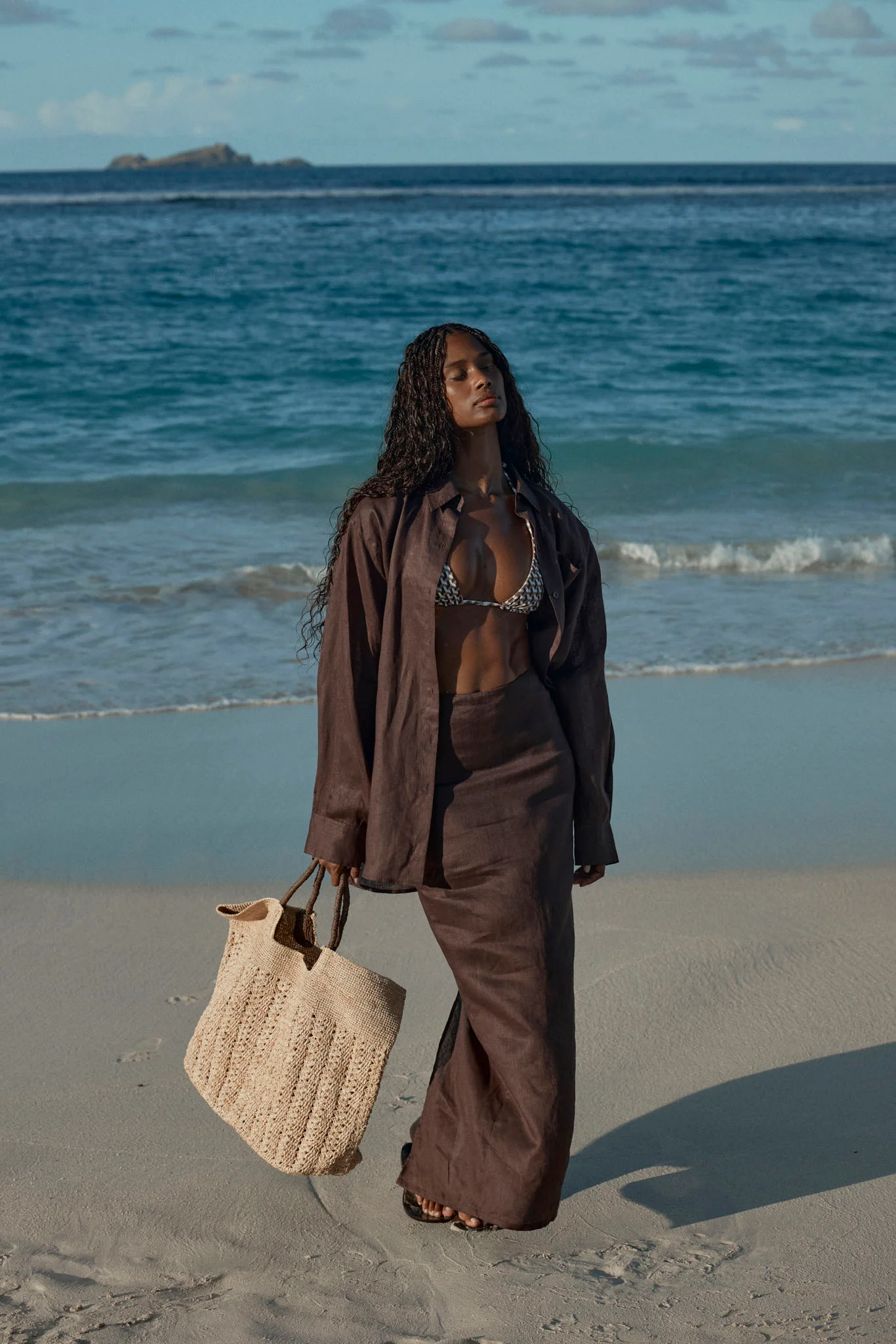 Fontelina Linen Skirt - Espresso Linen - Image 7