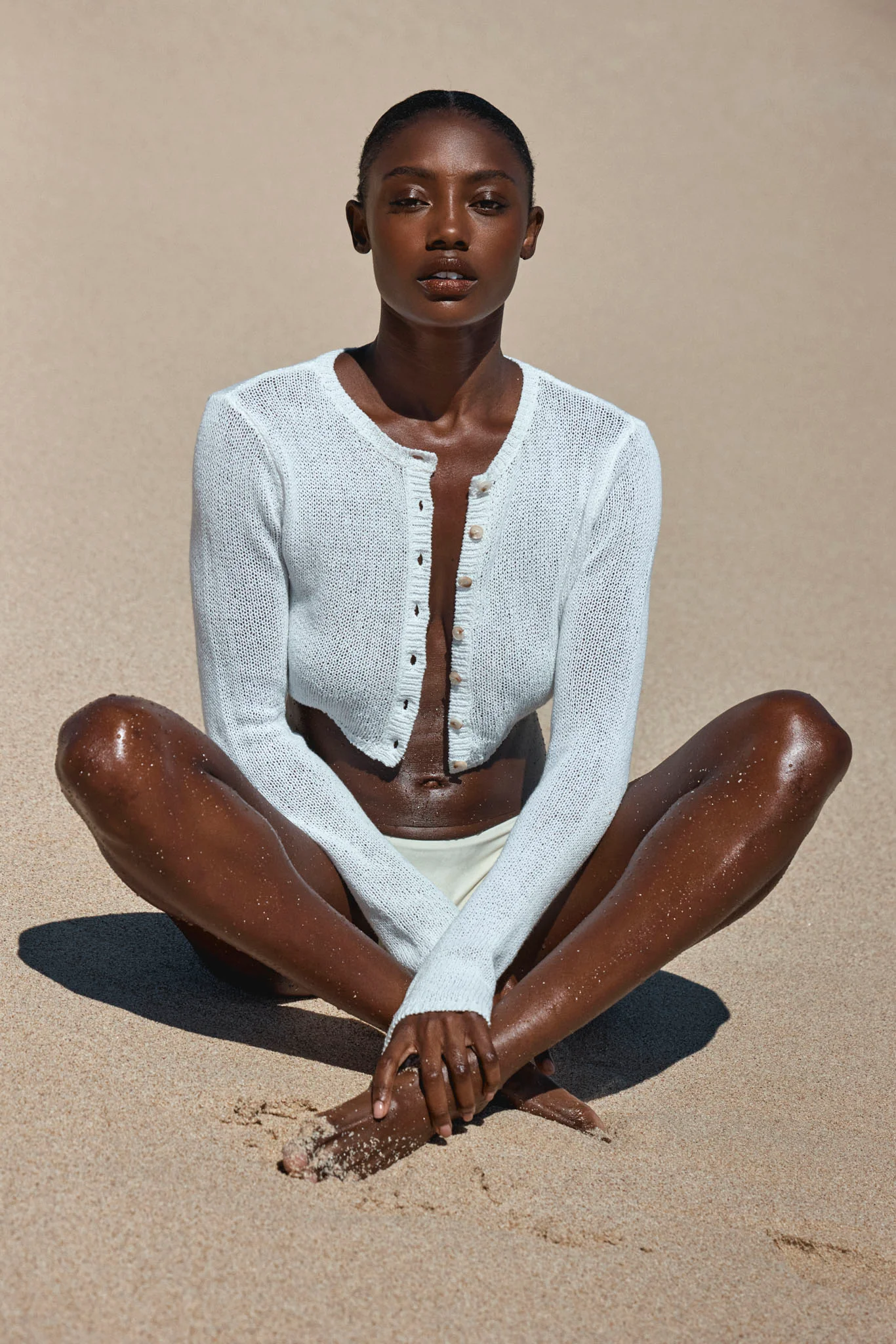 Genoa Cardigan - Ivory Open Jersey - Image 2