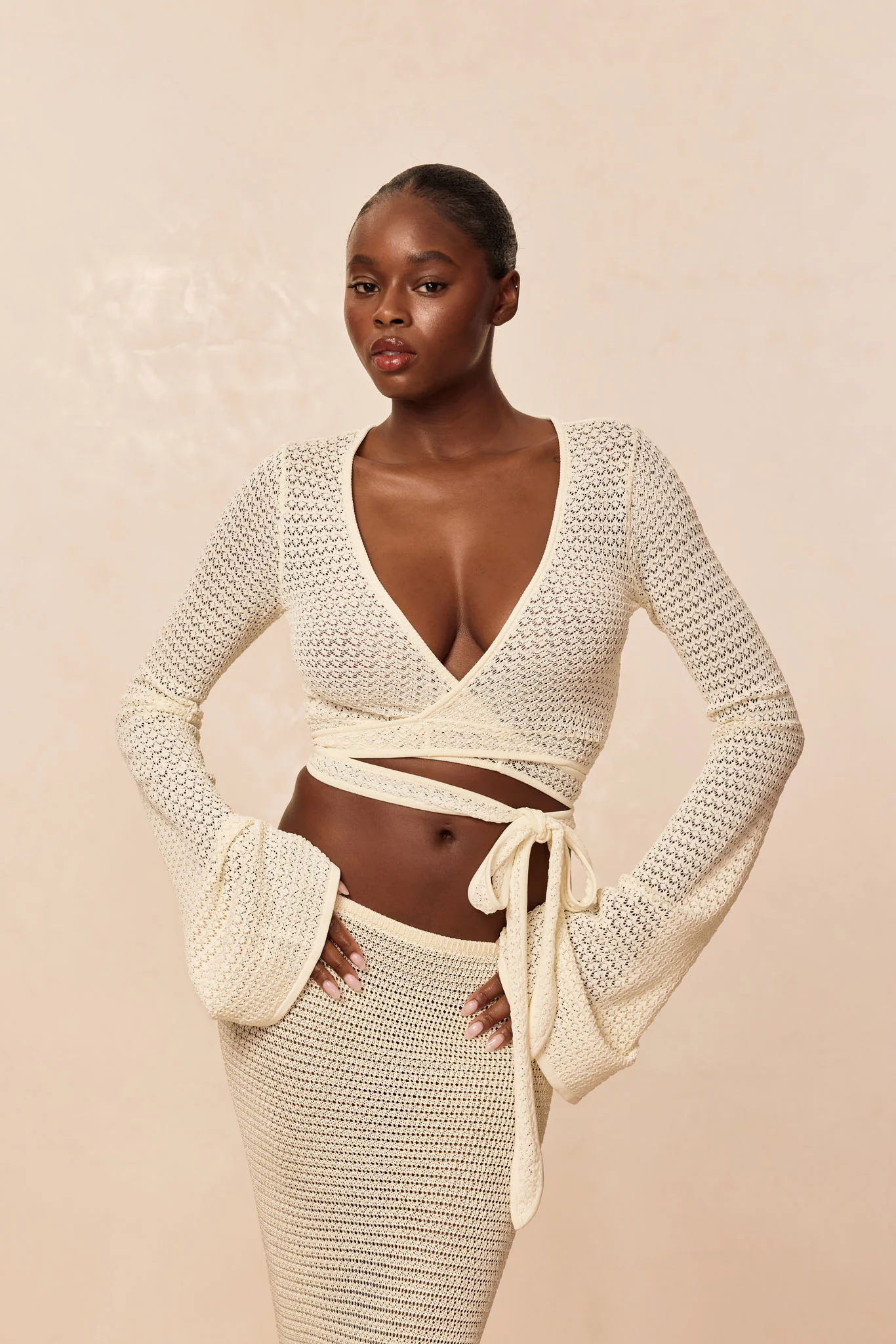 Madrid Wrap Top - Ivory Lace Crochet - Image 3