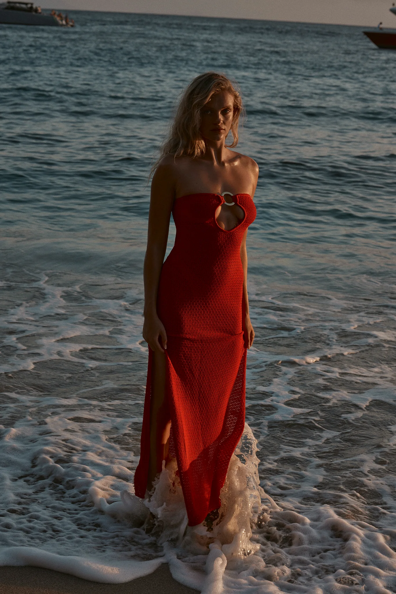 Montego Bandeau Dress - Chili Pepper Lace Crochet - Image 2