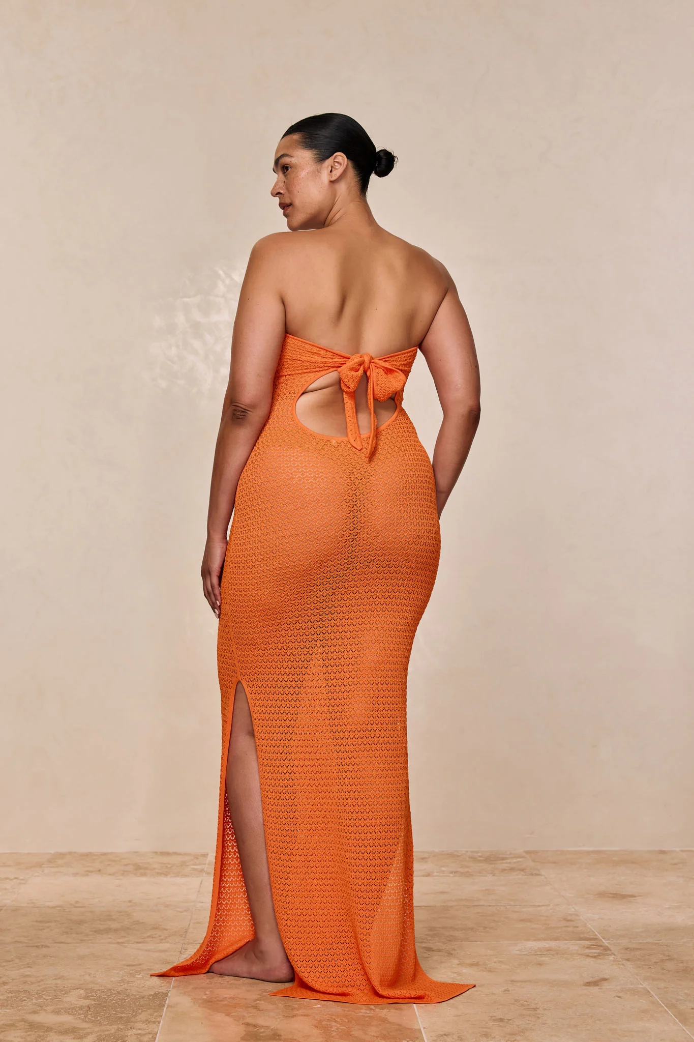 Montego Bandeau Dress - Tangerine Lace Crochet - Image 4