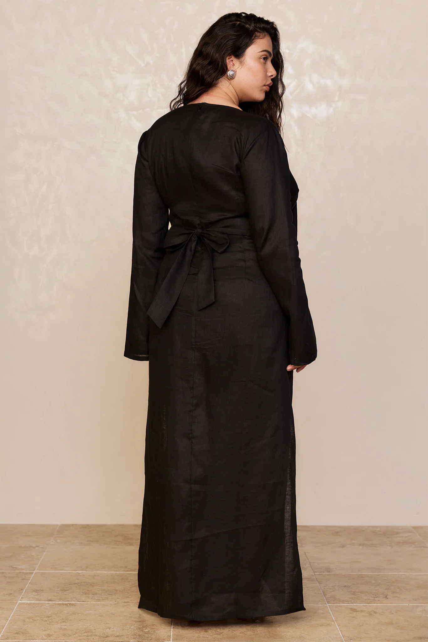 Montego Dress - Black Linen - Image 7