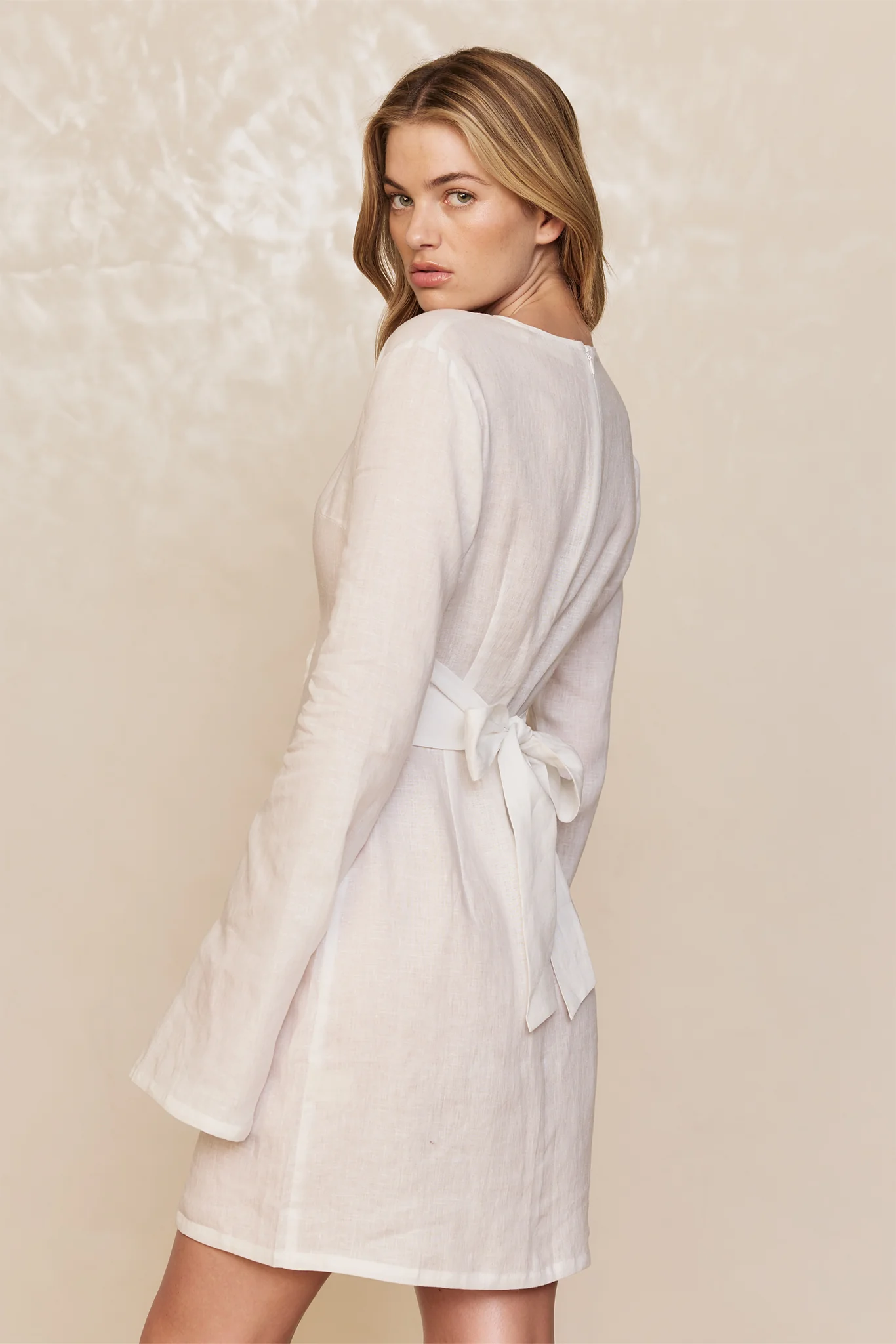 Montego Mini Dress - White Linen - Image 5