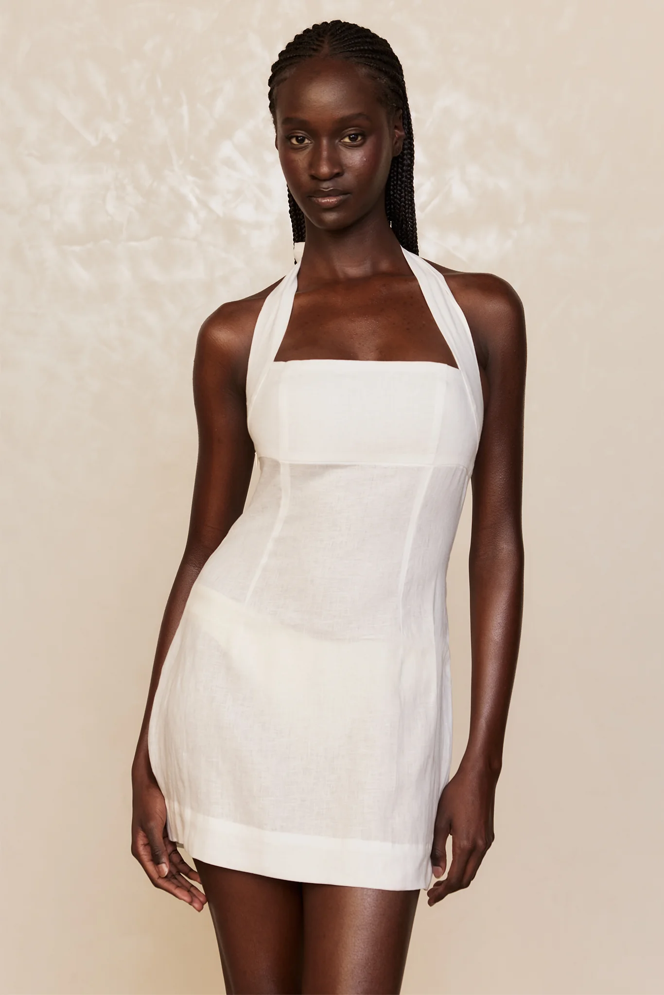 Montserrat Mini Dress - White Linen - Image 5