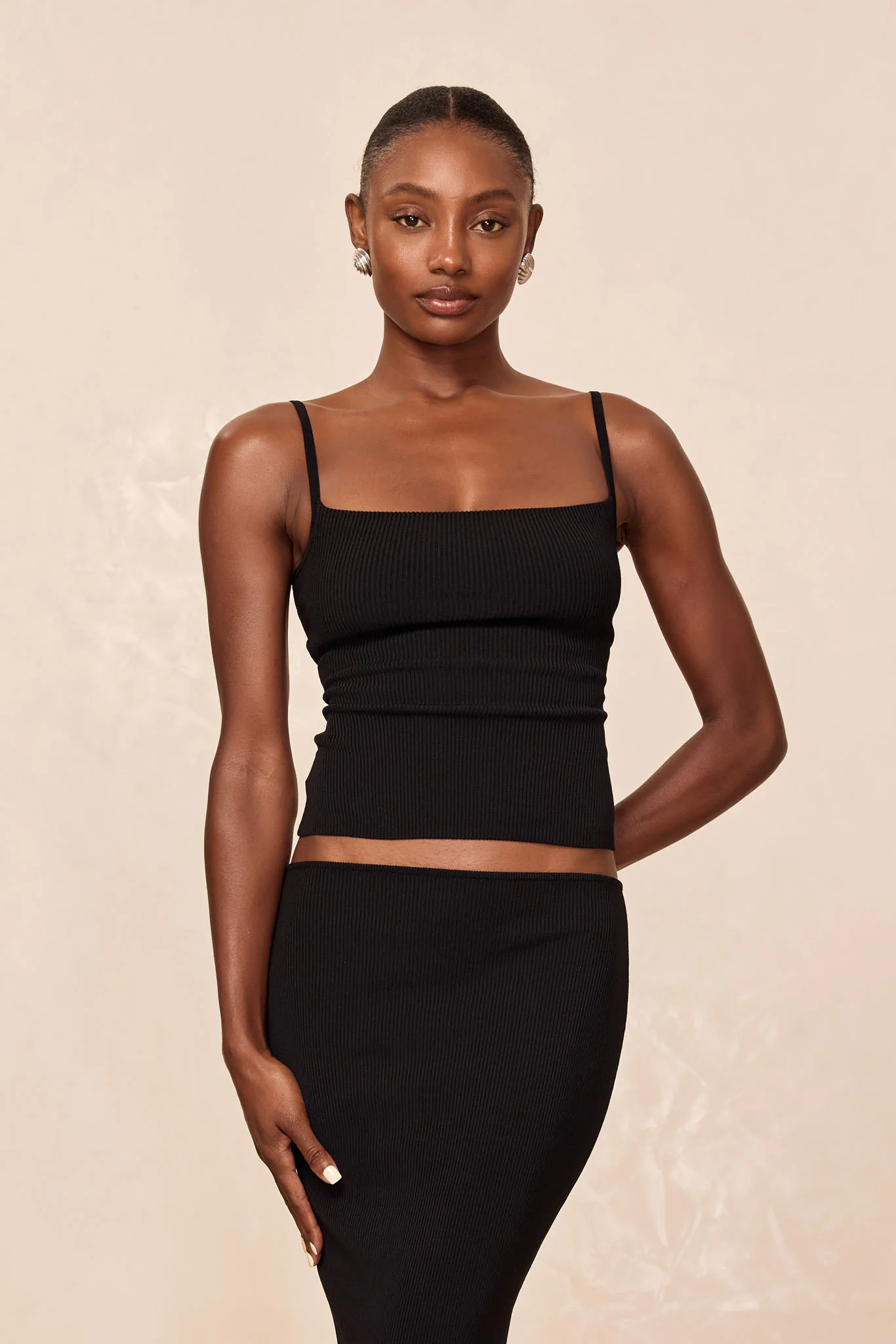 Provence Top - Black Knit Rib - Image 3