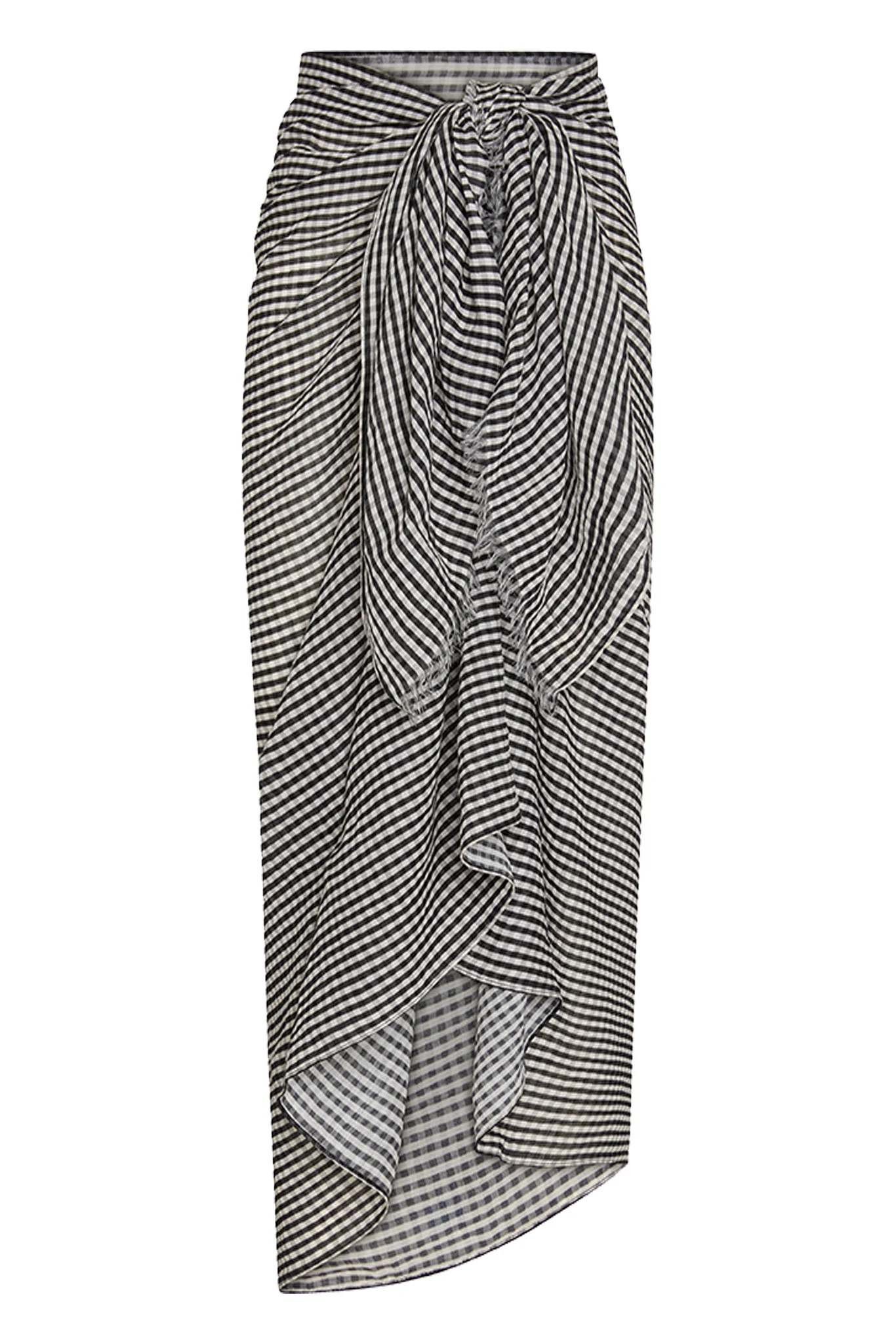 St. Tropez Sarong - Black Gingham Crinkle