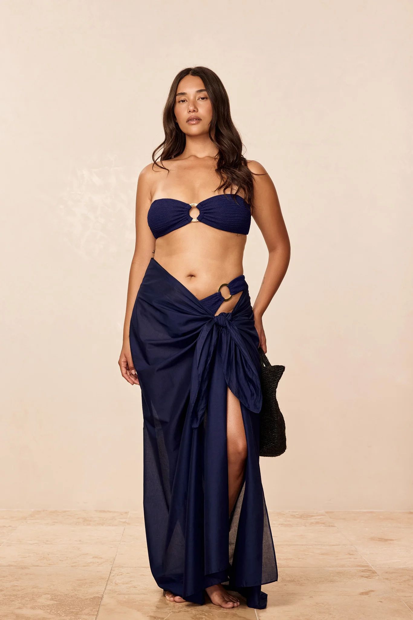 St. Tropez Sarong - Midnight Cotton Voile - Image 4