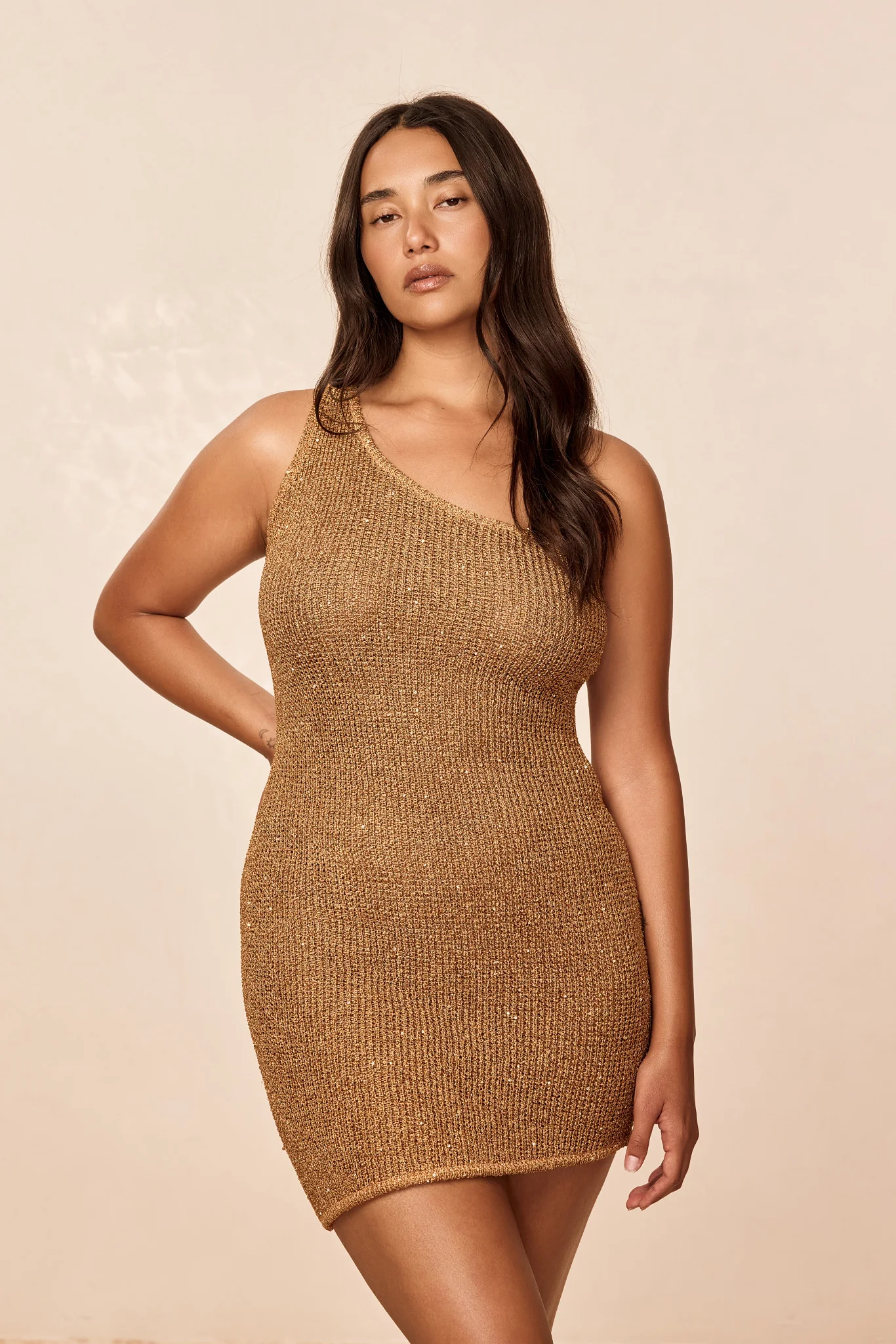 Taormina Dress - Antique Gold Sequin Knit - Image 5
