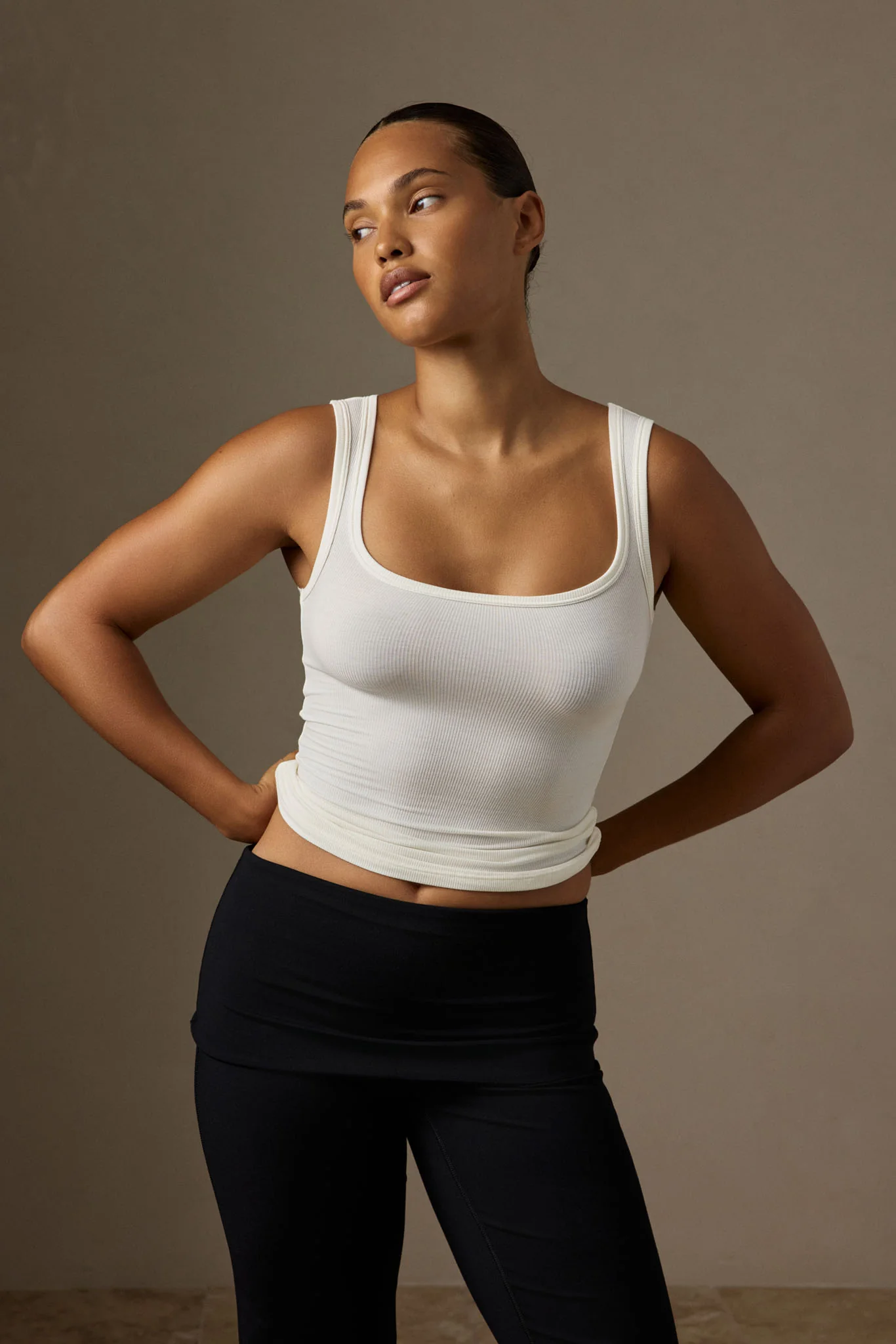 Tash Tank Long - Ivory Rib - Image 2
